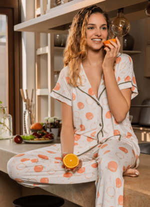 بيجامة بنطلون زراير Orange 🍊