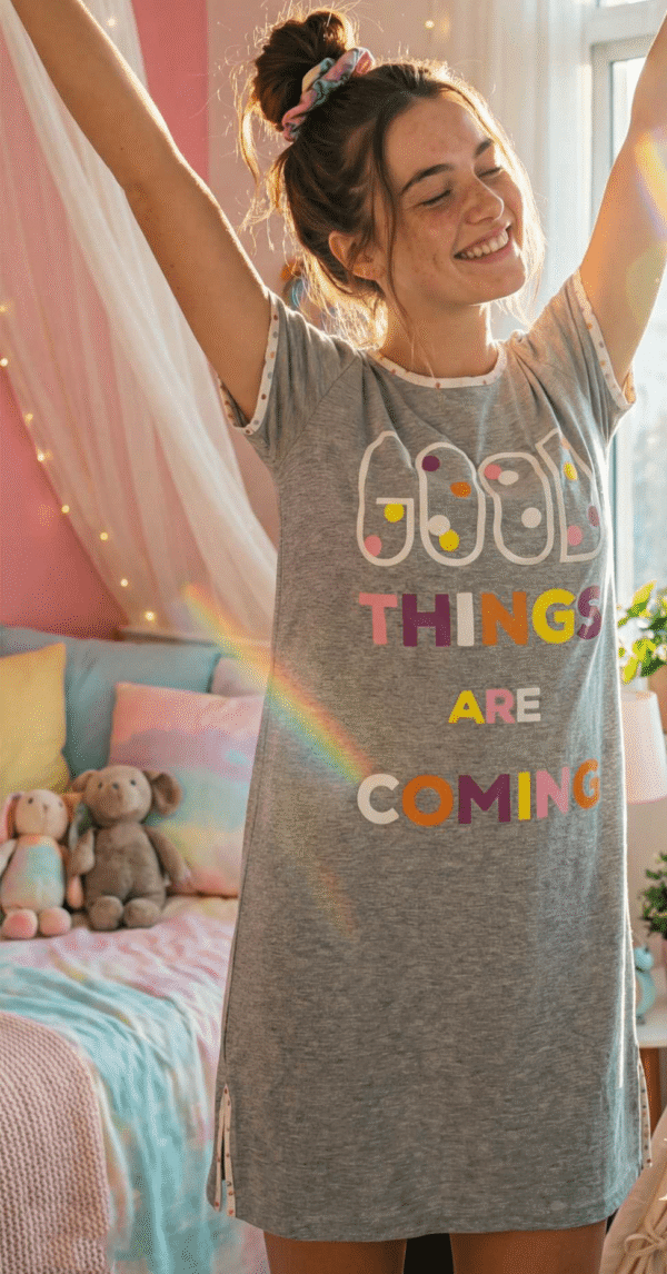 THINGS ARE COMING” Cotton Nightshirt - Image 2